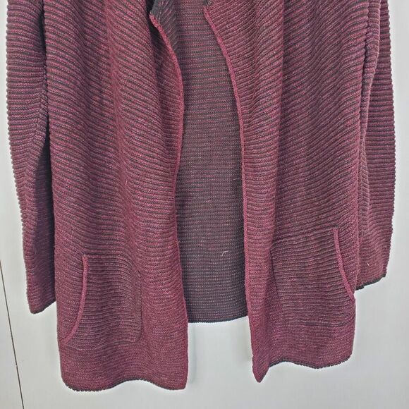 Pure Jill Cardigan Thick Knit Draped Collar Career Mature WOmens S Dark Red - Picture 5 of 11
